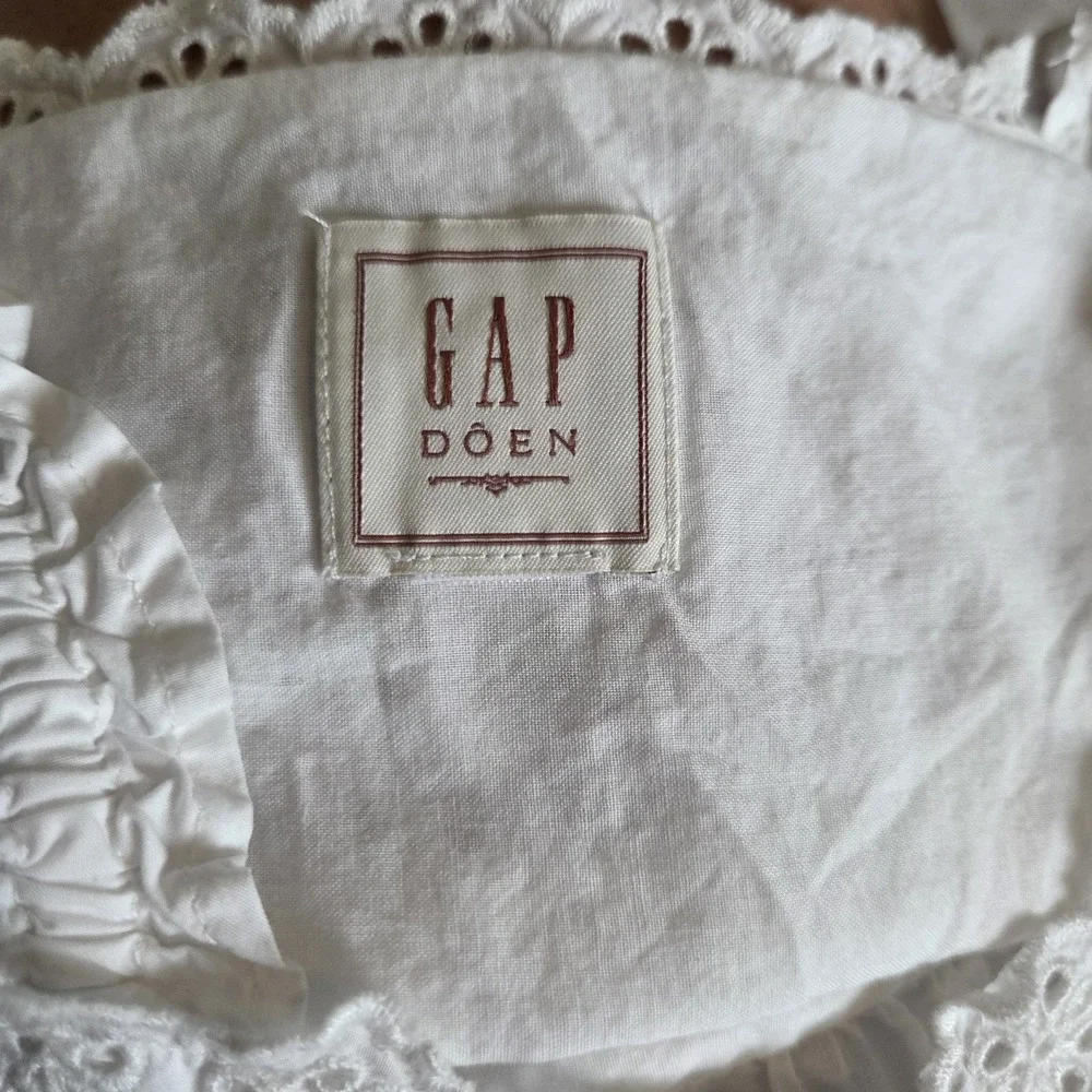 Gap x DOEN Girls Dress Size 10-11 White Eyelet Cotton Midi Tiered Cottagecore